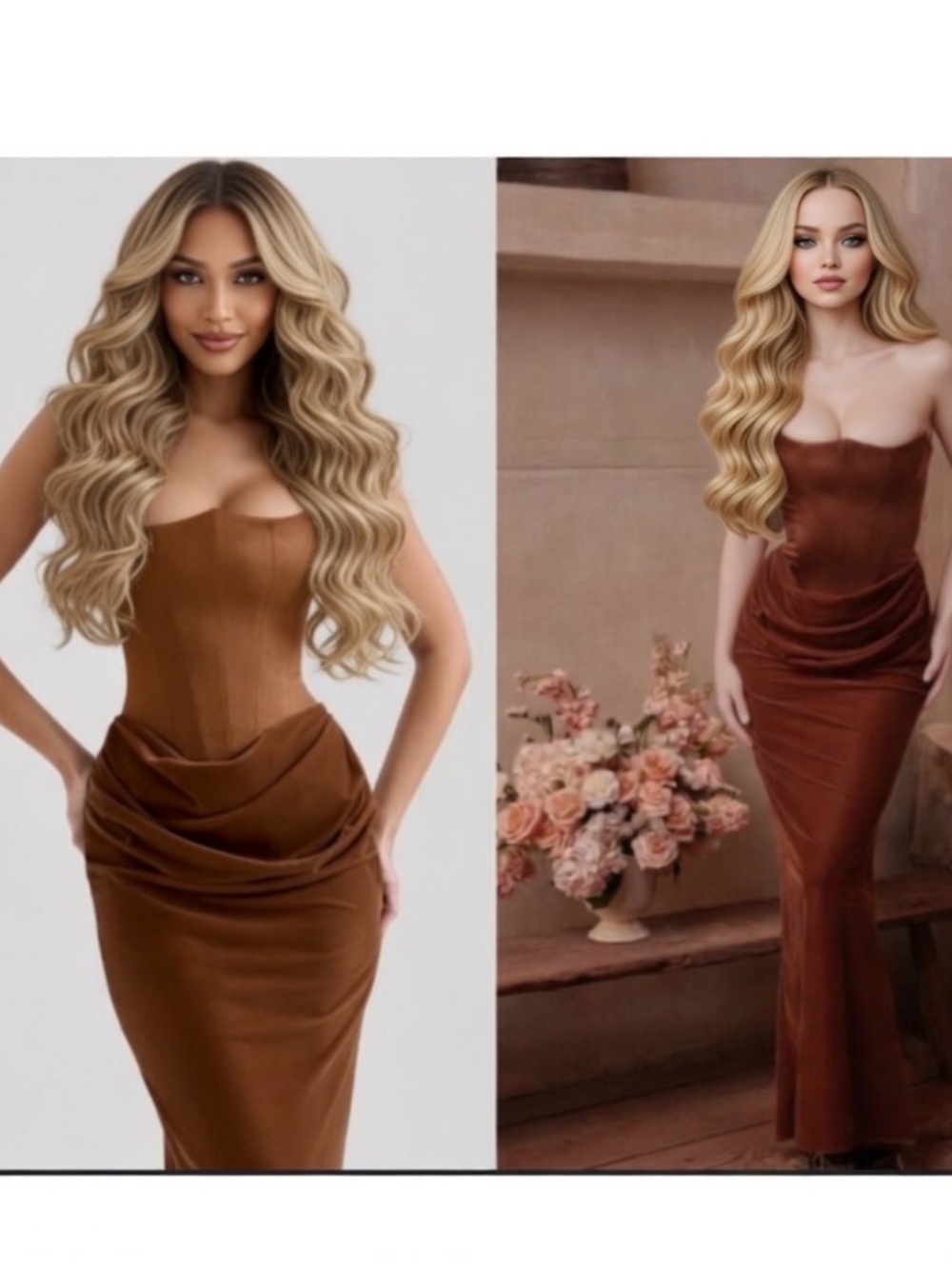 House of CB ‘Persephone' Toffee Velvet Corset Maxi Dress XSmall US2-4 $329